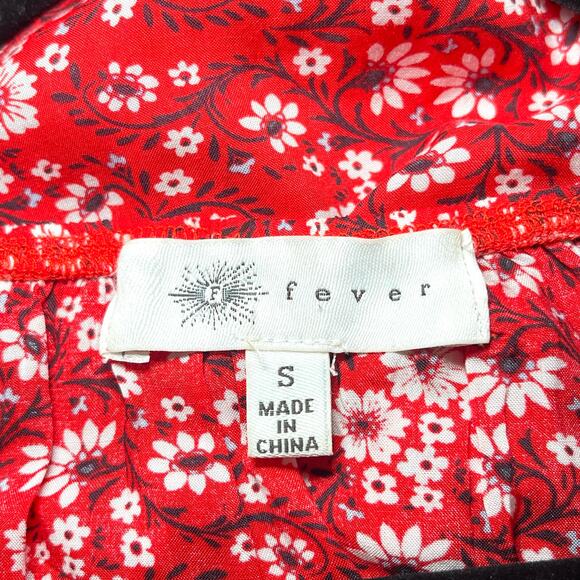 Fever Floral Paisley Red Peasant Blouse Top Cold Shoulder Women’s Size Small - Picture 5 of 7